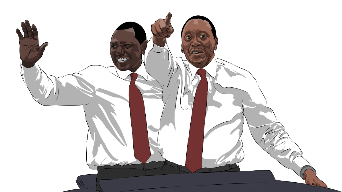 Uhuru and Ruto wearing red ties